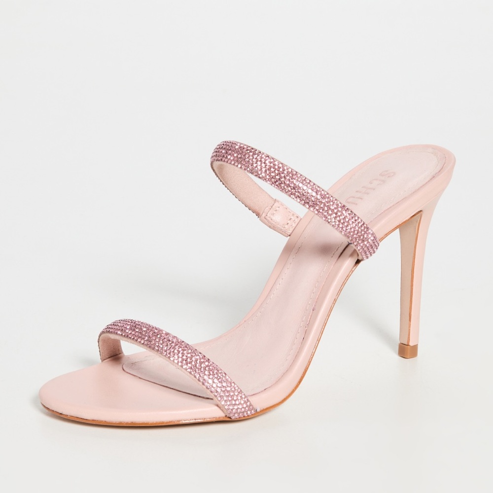 Schutz double strap crystal sandals light pink, size 8, never worn.
